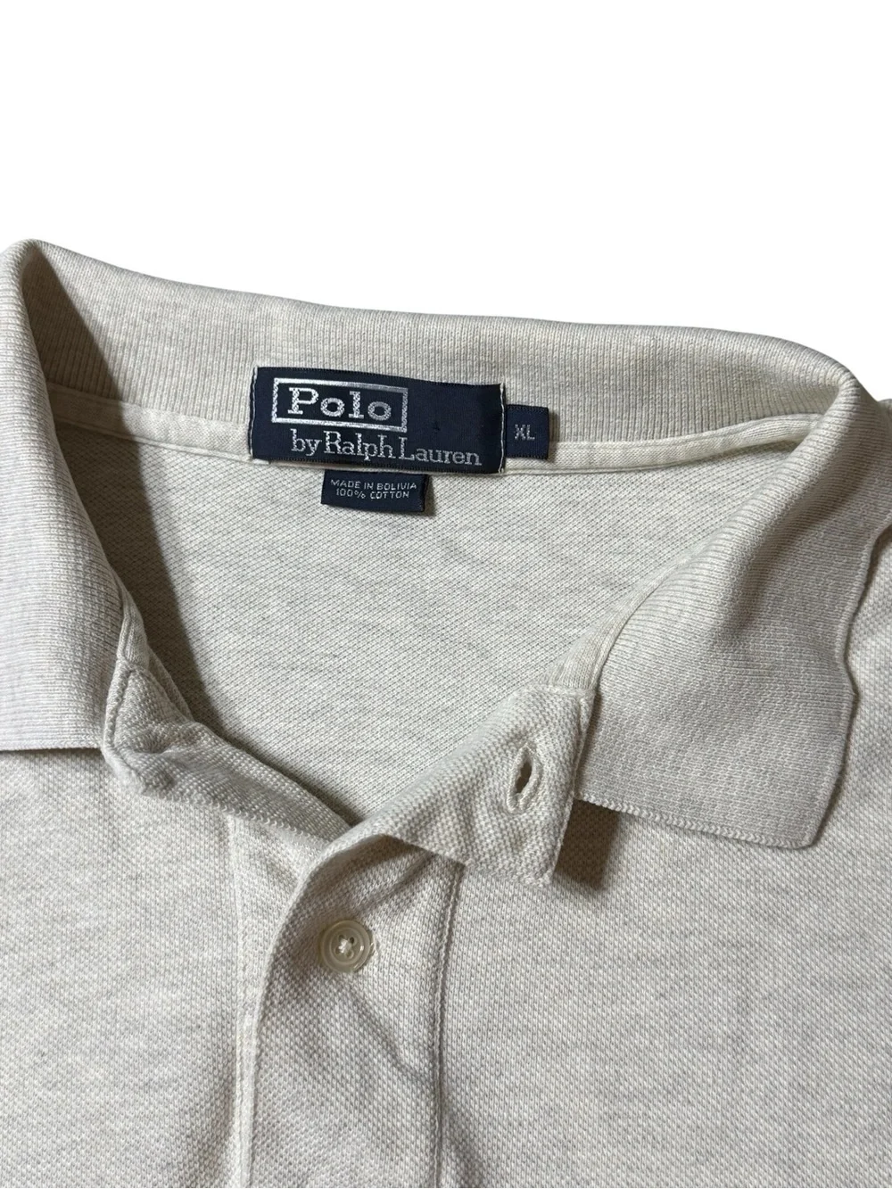 Polo Ralph Lauren Mens XL Beige Classic Fit Cotton Mesh Short Sleeve Pony Polo